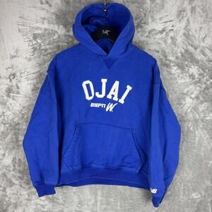 New Balance Blue ESPNW OJAI Pullover Hoodie Mens Size Large Heavy Outdoor USA